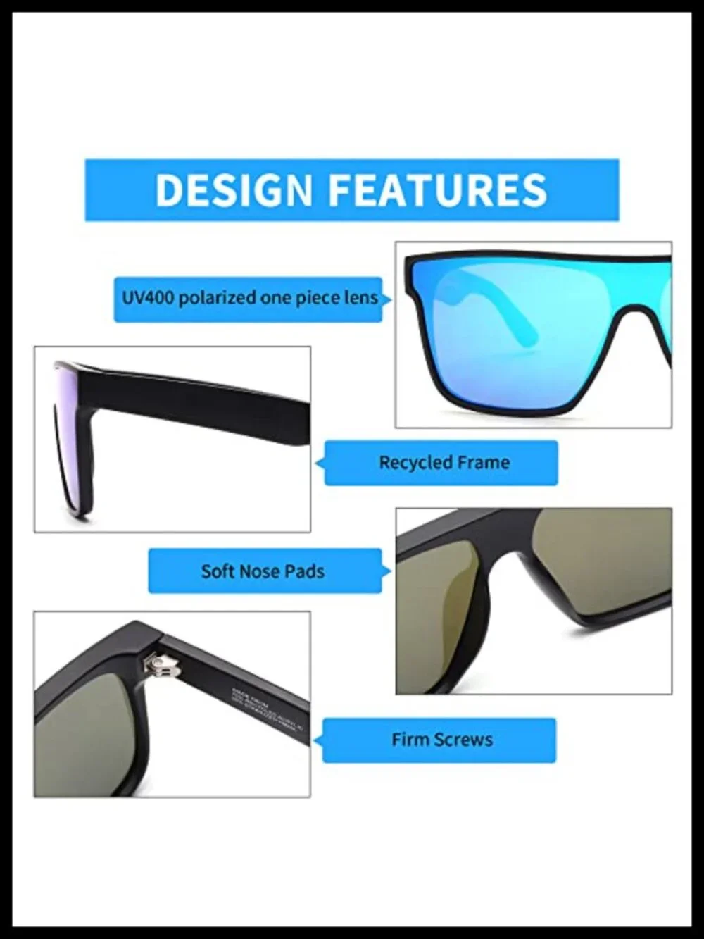 Oversized Square Polarized UV400 Sunglasses Unisex Lightweight